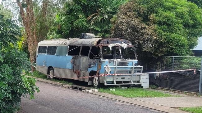 Northern Territory Police are calling for witnesses in relation to a suspected arson after a 1969 Bedford bus was set on fire in Malak on Monday January 17. Picture: Contributed