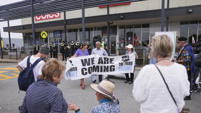 The group protested “medical coercion”. Picture: NCA NewsWire / Wayne Taylor