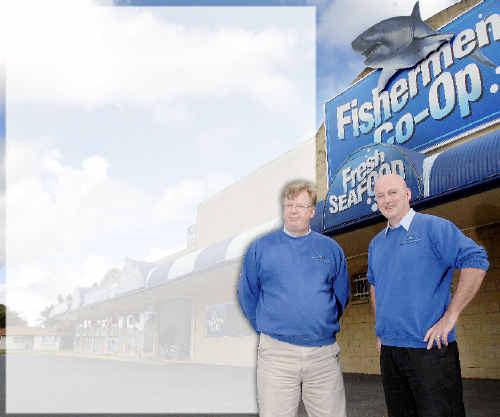 After 40 years of working at the Ballina Fishermen’s Co-operative, George Robinson (right) is handing over the reins to new general manager Phillip Hillyard. Jay Cronan