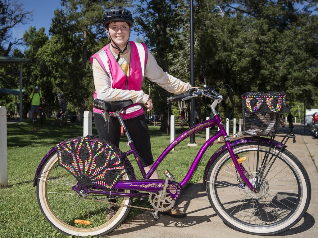 Esther O'Kane is ready at Queens Park to join the Community Bike Ride. Picture: Kevin Farmer