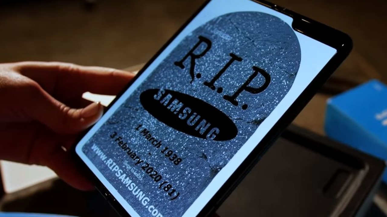 Escobar Inc. declares Samsung dead in a video advertising its newest phone, which happens to look exactly like the Samsung Galaxy Fold