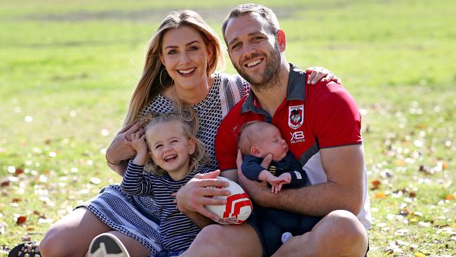 Jason Nightingale will look to spend more time with his family in 2019, including wife Bianka, daughter Chloe, and three-week-old son Oliver. Picture: Toby Zerna