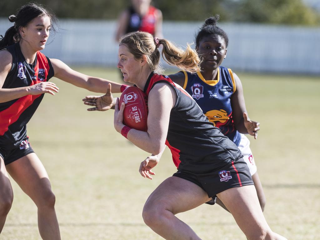 Chloe Crothers for South Toowoomba against University in AFL Darling Downs senior women's round 9 at Heritage Oval, Saturday, June 19, 2021. Picture: Kevin Farmer