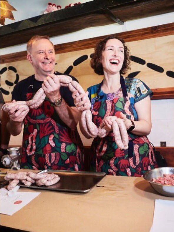 Anthony Albanese at Chrissy Flanagan's shop.