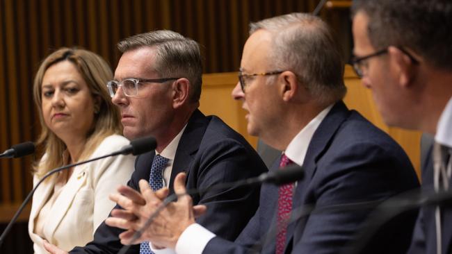 Annastacia Palaszczuk, left, Dominic Perrottet, Anthony Albanese and Daniel Andrews at the national cabinet meeting last week. Picture: NCA NewsWire / Gary Ramage