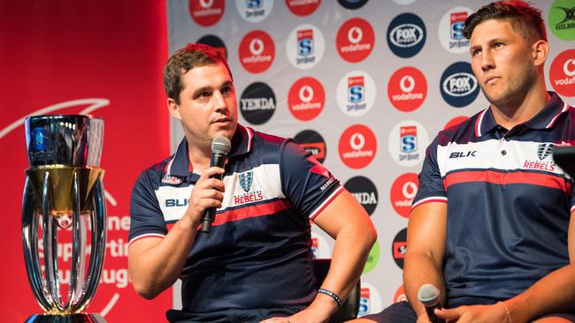 Melbourne Rebels head coach Dave Wessels and captain Adam Coleman. Picture: RUGBY.com.au