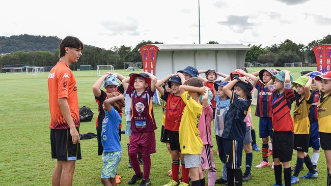 Young FNG players participating in the first edition of the Football Queensland and Brisbane Roar FC Holiday Clinics. Picture: Football Queensland.
