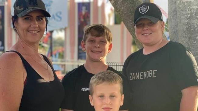 Rebecca Green with her sons Cody, Brayden and Jordan. Picture: Contributed