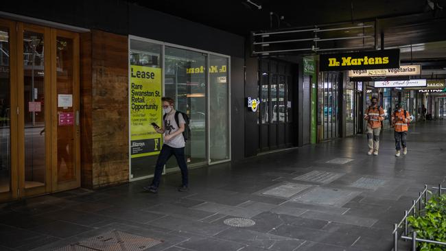 Empty stores in Melbourne’s CBD. Picture: Jake Nowakowski