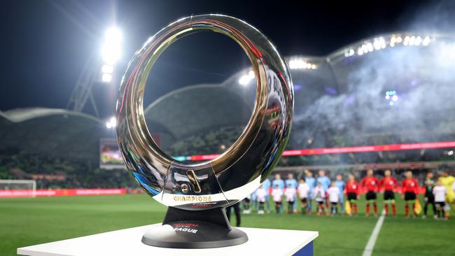 MELBOURNE, AUSTRALIA - MAY 28: A close up image of the trophy during the A-League Mens Grand Final match between Western United and Melbourne City at AAMI Park on May 28, 2022, in Melbourne, Australia. (Photo by Jonathan DiMaggio/Getty Images)