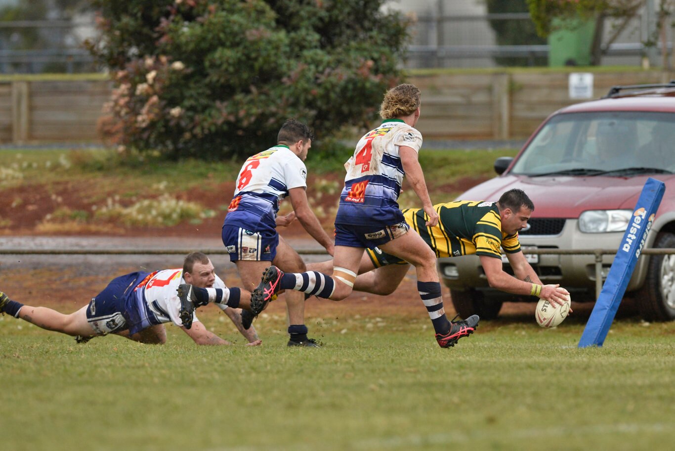 Braydon Wilson goes over to try for Wattles against Brothers in TRL Premiership round nine rugby league at Glenholme Park, Sunday, June 2, 2019. Picture: Kevin Farmer