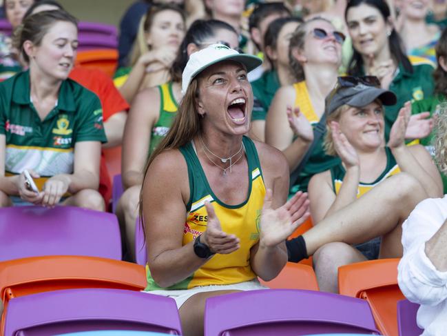 PINT supporter Sarah Singh gets enthusiastic about the NTFL prelim finals on Saturday afternoon. Picture: Floss Adams.