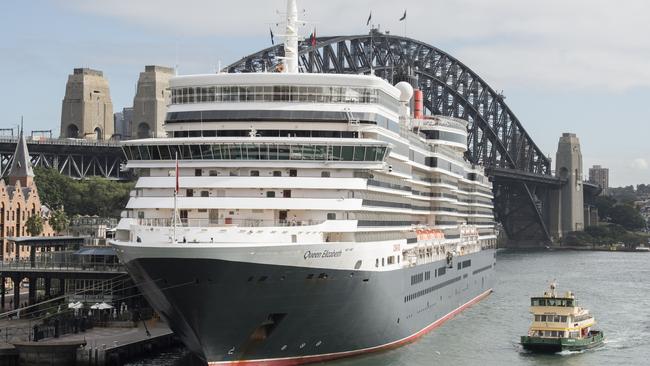 The Queen Elizabeth berthed at the Overseas Passenger terminal in Sydney. Picture: Getty Images