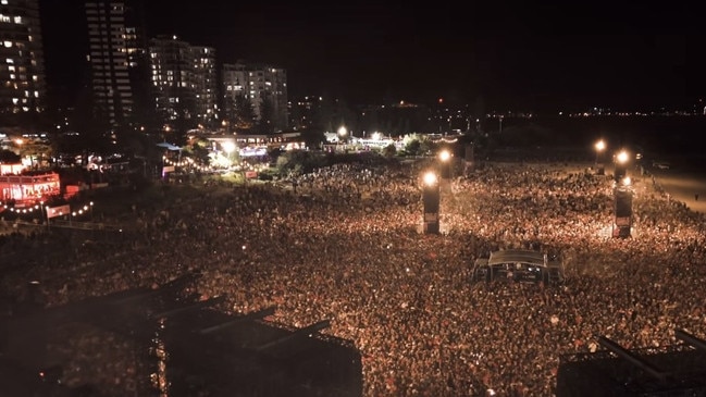 Drone footage of DJ Fisher's festival, Out 2 Lunch at Coolangatta. Photo: Instagram