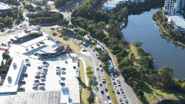 Traffic congestion through Robina on the Gold Coast.