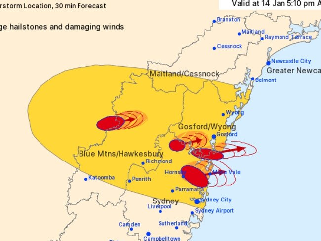 BOM Warning image  issued at 5.08pm 14/01/2021