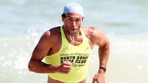 Kendrick Louis racing in the Summer of Surf round at North Bondi in January. Pic: MonkeyMedia