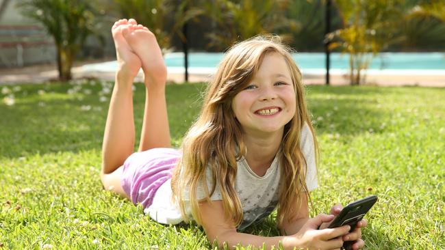 Isabel Slade, 10, might be getting her first mobile phone this Christmas. Picture: News Corp Australia 