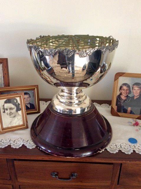 This cup was won by my Lawson's father, the late W.J. (Bill) Geddes in 1962.  It is the R.J. BUCHANAN CUP, awarded for being the most successful Angus Fat (prime) Cattle exhibitor in the Commonwealth of Australia in that year. The bullocks concerned, we're all fattened off grass, on the marine plains at \"Couti-Outi\". Picture: contributed