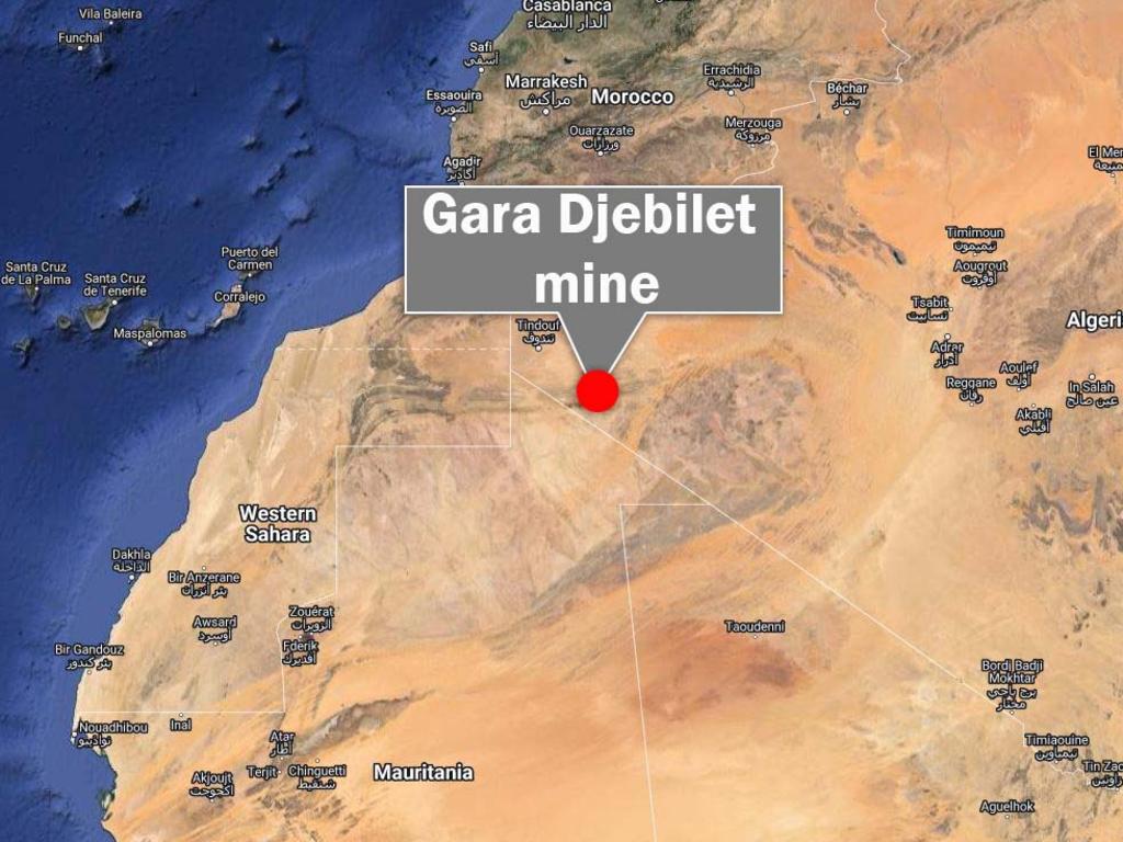Location map of Gâra-Djebilet mine in Algeria. Picture: Google Maps