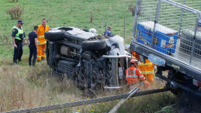 The car crash in Tasmania. Picture: Jason Edwards