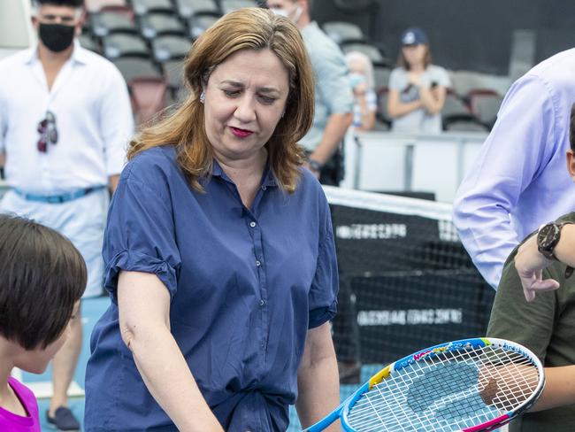 Premier Annastacia Palaszczuk at COVID press conference at Pat Rafter Arena in Tennyson, Sunday, January 30, 2022 - Picture: Richard Walker