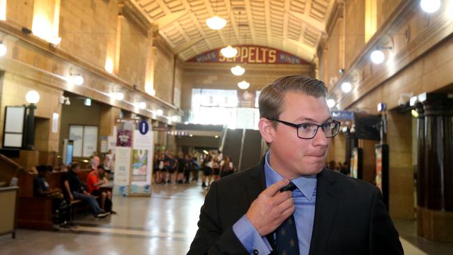 Transport Minister Stephen Knoll making the announcement in Adelaide on Friday. AAP Image/Kelly Barnes