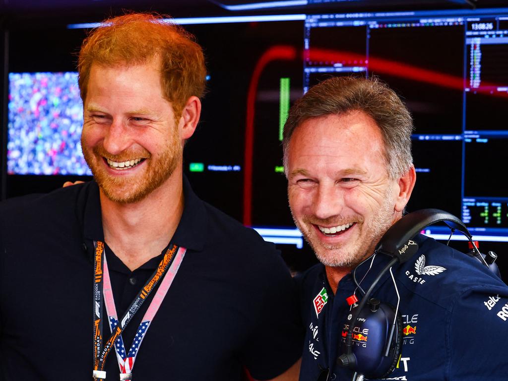 Red Bull Racing Team Principal Christian Horner talks with Prince Harry at Circuit of The Americas. Picture: Getty Images