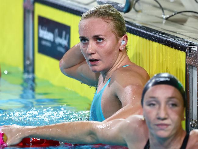Ariarne Titmus disappointed with her 800 metres freestyle time. Picture: Chris Hyde/Getty Images