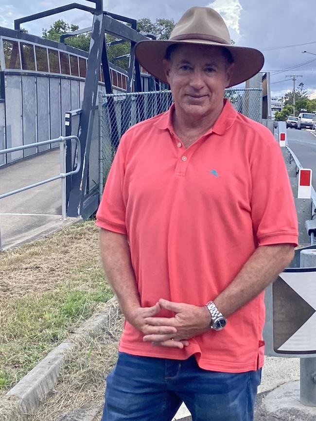 Craig Whiteman inspecting the Alderley St road and pedestrian bridges. Picture: Sue Whiteman