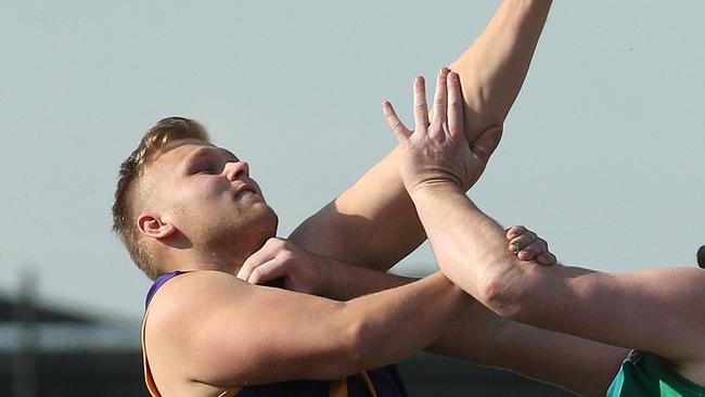 Ben Robertshawe is continuing to battle in the ruck for Jacana. Photo: Hamish Blair