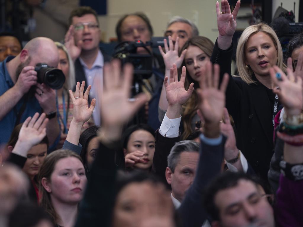 Reporters had a few questions at the press briefing with White House press secretary Karoline Leavitt at the White House on Tuesday, January 28. Picture: AP Photo/Evan Vucci