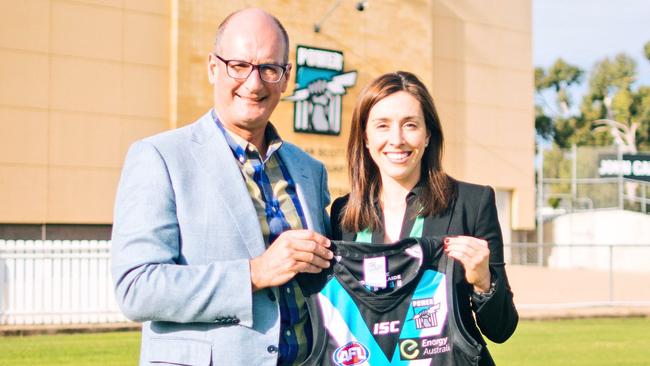 Holly Ransom with Port Adelaide chairman David Koch.