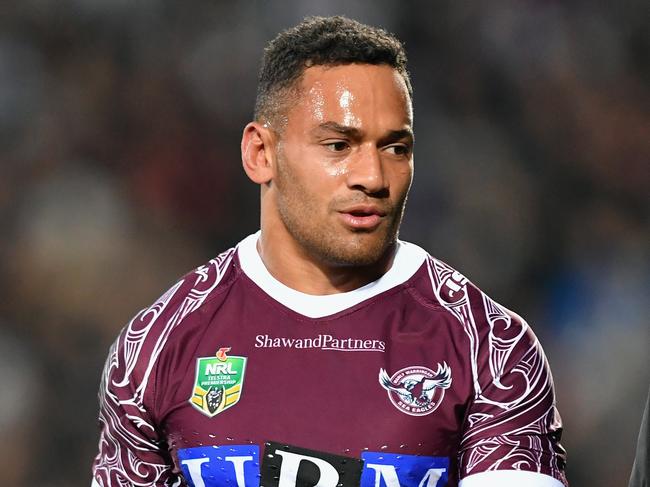 CHRISTCHURCH, NEW ZEALAND - JUNE 09:  Apisai Koroisau of the Sea Eagles receives medical help during the round 14 NRL match between the Manly Sea Eagles and the New Zealand Warriors at AMI Stadium on June 9, 2018 in Christchurch, New Zealand.  (Photo by Kai Schwoerer/Getty Images)