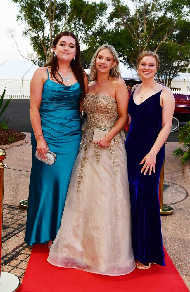 Saskia Van Puyenbrouck, Abby Howieson and Stella Wildschut at year 12 formal, Unity College. Picture: Patrick Woods.