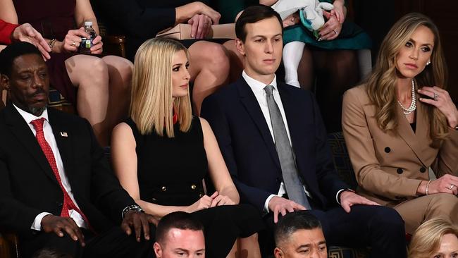 White House special guest Tony Rankin, Ivanka Trump, Jared Kushner, and Lara Trump attend the State of the Union address. Picture: AFP.