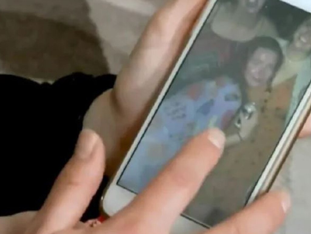 Ms Bambridge's sister Georgie shows the photos her sister sent before she vanished. Picture: BBC