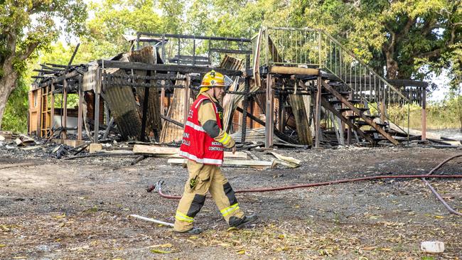 Queensland Fire and Emergency Services at scene of house fire, Beenleigh Road, Runcorn, Saturday, October 3, 2020 – Picture: Richard Walker