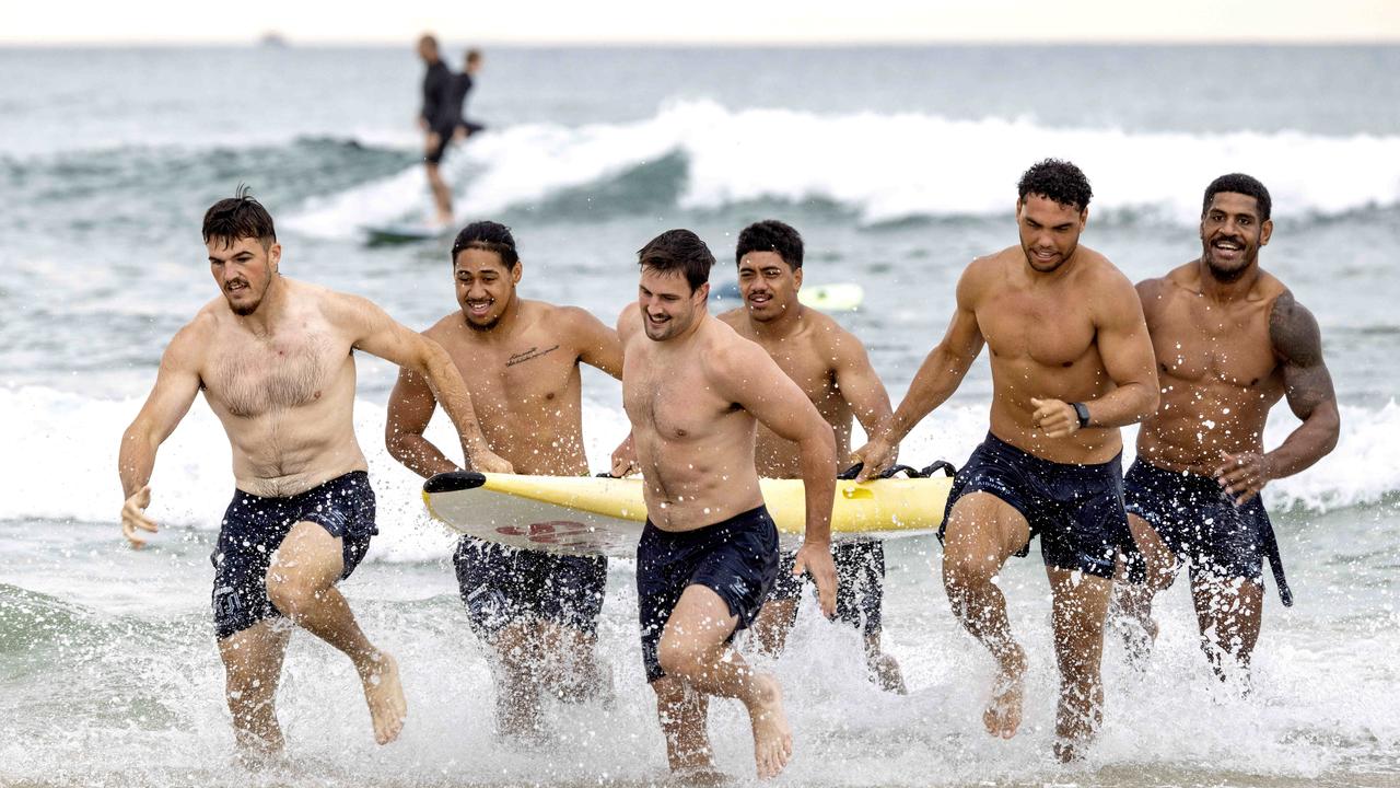 Craig Bellamy is notorious for tough pre-season camps (pictured pre-season training camp at Torquay beach) Picture: David Geraghty