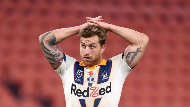 Cam Munster looks on after a Manly try. Picture: NRL Images