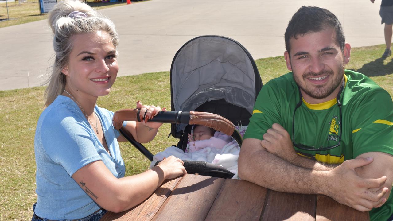 Rural View family Kayla Van Lathum, Zaria Reitano, 4 months, and Joshua Reitano enjoy a quiet moment at Big Boys Toys Expo at Mackay Showgrounds. Photo: Janessa Ekert and Tara Miko