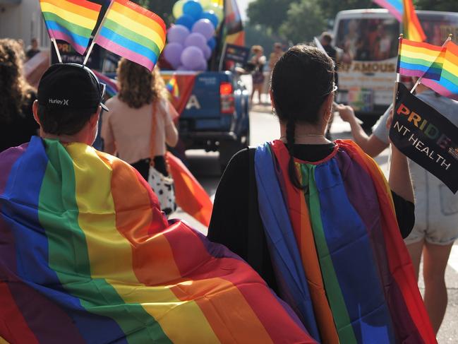 NT Health staff members representing the Department at the Top End Pride parade in 2022.