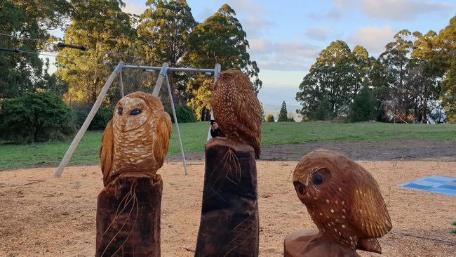 The beautiful owl sculptures are part of the Olinda playspace.