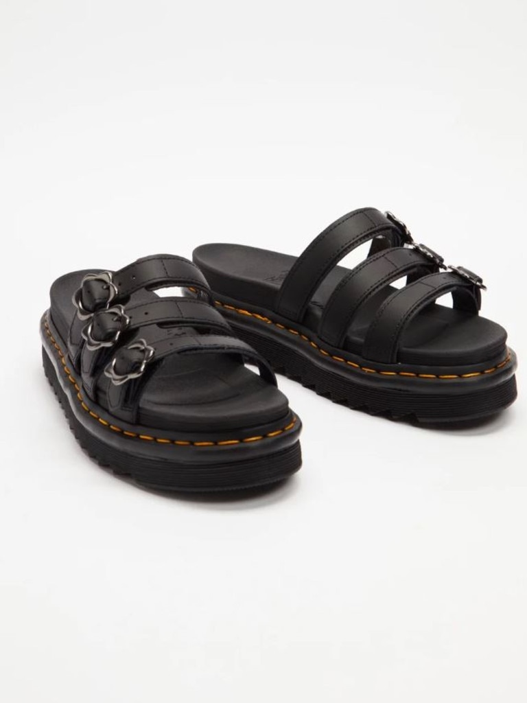 Dr Martens Blaire Flower Buckle Leather Slide Sandals – Women’s. Picture: THE ICONIC