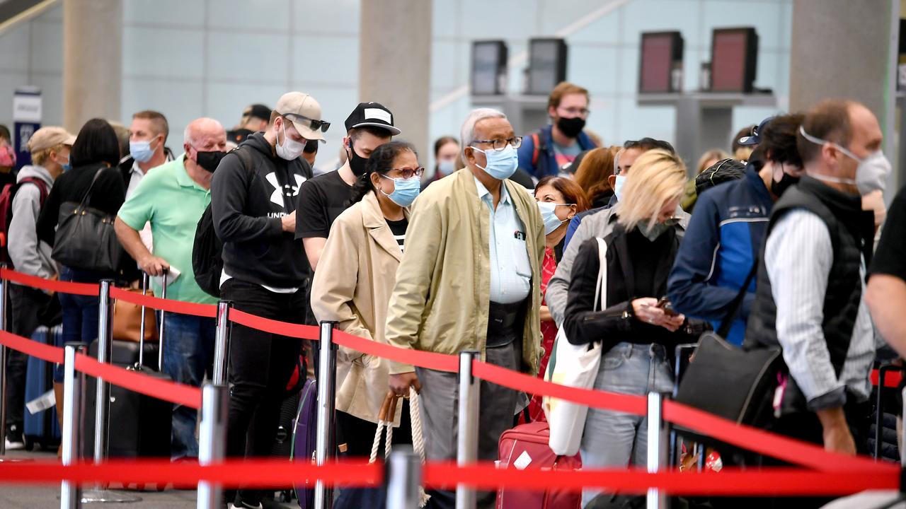 BIG crowds are back at Brisbane Airport. Picture: John Gass (NCA NewsWire)