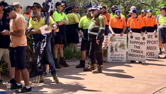 The crowd outside Clarence Valley Council chambers on Tuesday. Picture: Odessa Blain