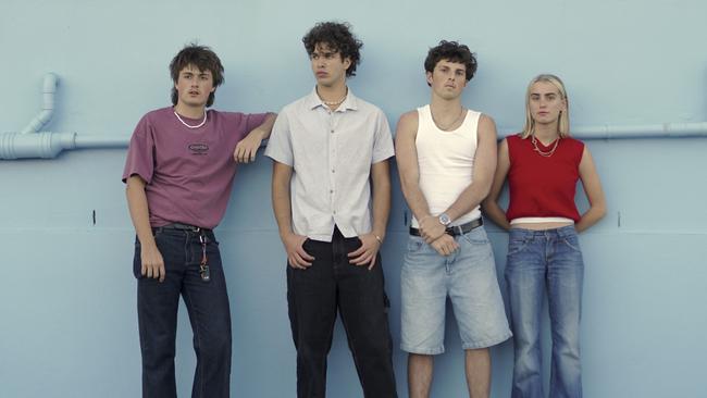 Indie rock band Calypso Cora. L-R: Finojet Rudd, Finn Condon, Sebastian Awad and Lucia Stewart. Picture: Joaquin Noah