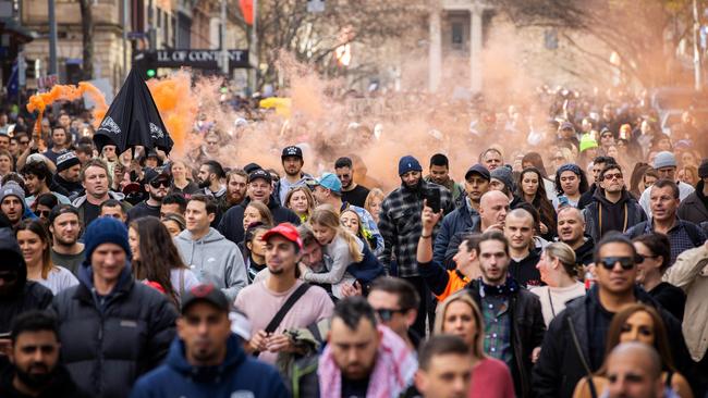 Melburnians flooded the city streets. Picture: Mark Stewart