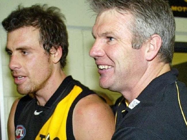 Ex Richmond player Matthew Richardson with Danny Frawley. Picture: supplied