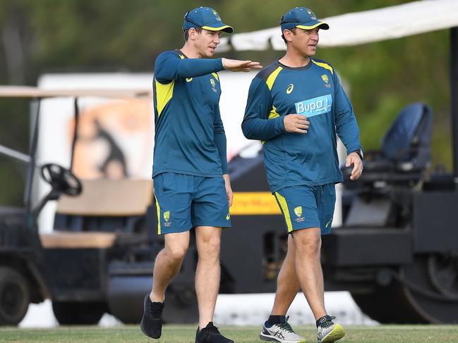 Test captain Tim Paine (left) relished his assistant coach duties for a Cricket Australia XI outfit against NT Strike in the Chamber Top End Series. Picture: Felicity Elliott